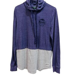 Roots Purple Long Sleeve Pullover Hooded Athletic Sweatshirt Size Medium